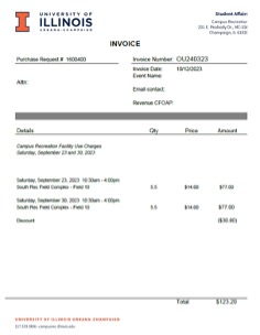 Image of a sample invoice form